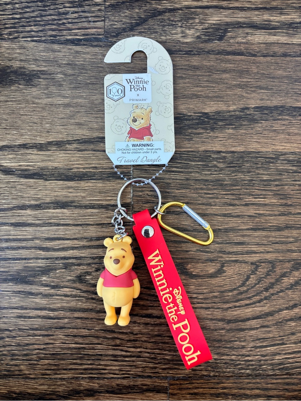 Disney Winnie the Pooh Key Travel Dangle Chain Charm with Gold Carabiner
